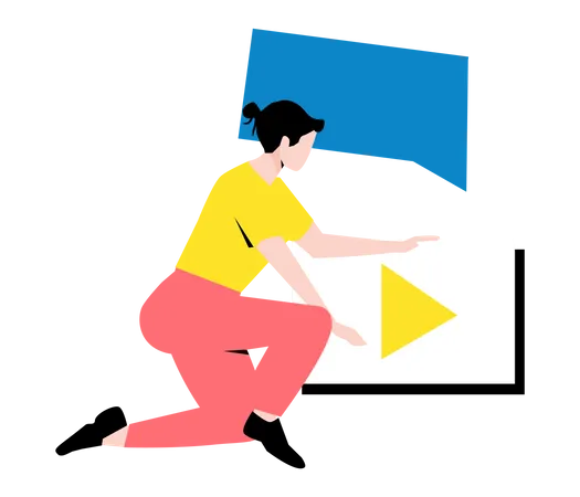 Female employee working on advertising video  Illustration