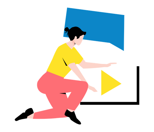 Female employee working on advertising video  Illustration