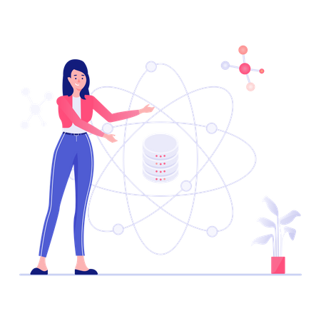 Female employee working on data security  Illustration