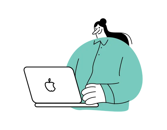 Female employee working on laptop Illustration