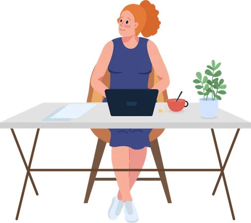 Female employee working on laptop  Illustration