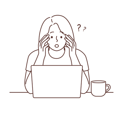 Female employee working on laptop  Illustration