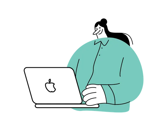 Female employee working on laptop  Illustration