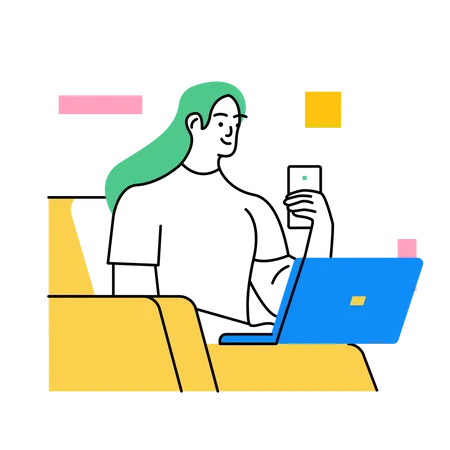 Female employee working on laptop  Illustration