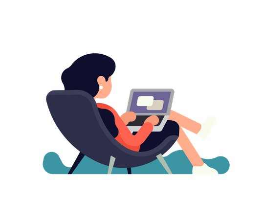 Female employee working on laptop  Illustration