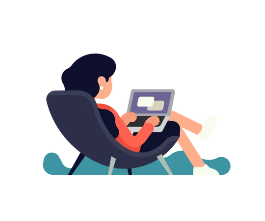 Female employee working on laptop  Illustration