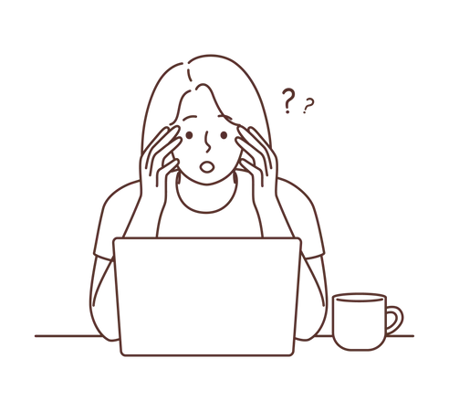 Female employee working on laptop  Illustration