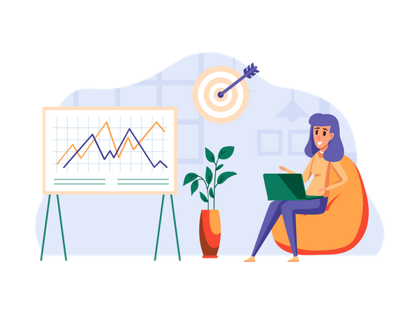 Female employee working on Marketing strategy  Illustration