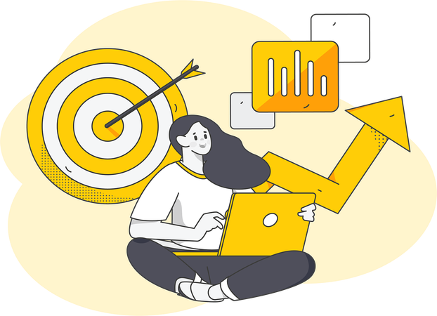 Female employee working on self growth target  Illustration