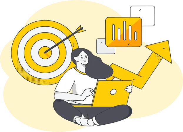 Female employee working on self growth target  Illustration