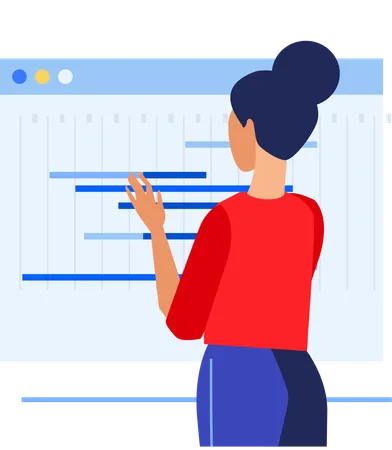 Female employee working on task management  Illustration