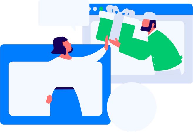 データのアップロード作業中の女性社員  イラスト
