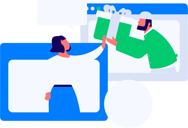 データのアップロード作業中の女性社員  イラスト