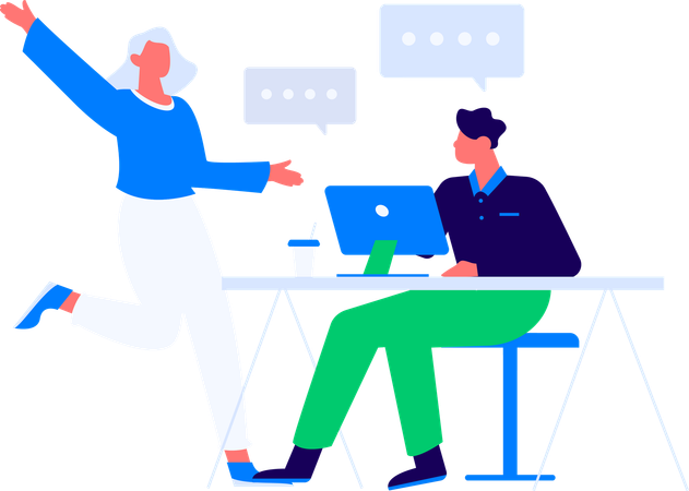 Female Employee working on uploading of data  Illustration
