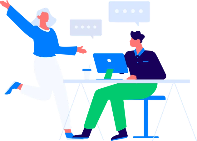 Female Employee working on uploading of data  Illustration