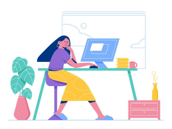 Female employee working on Web Design  Illustration