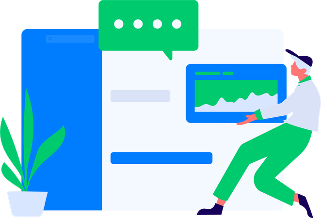 Female employee working on web development  Illustration