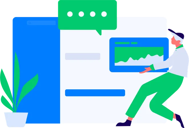 Female employee working on web development  Illustration