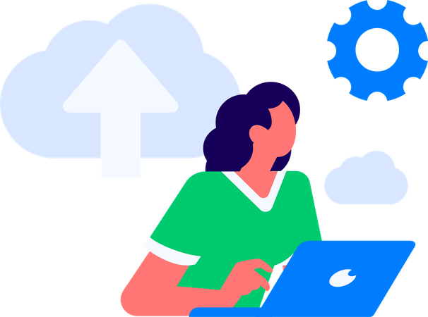 Female employee working on web development  Illustration
