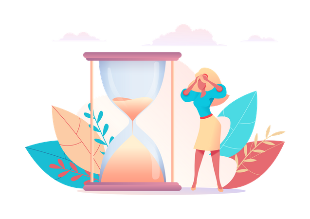 Female employee working with deadline  Illustration