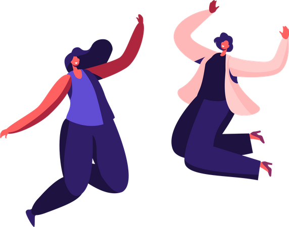 Female employees celebrating victory Illustration