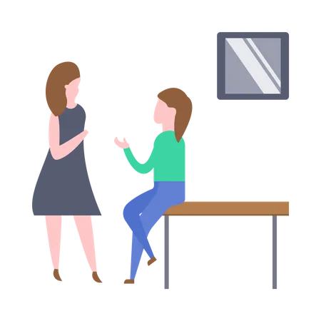 Female employees chatting in break time Illustration
