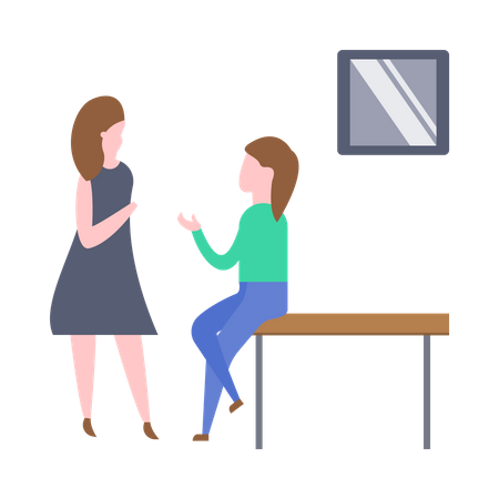 Female employees chatting in break time  Illustration