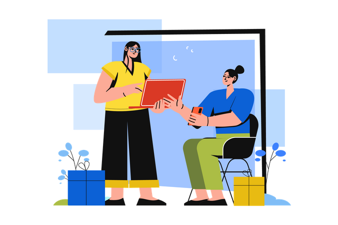 Female employees discussing at work  Illustration
