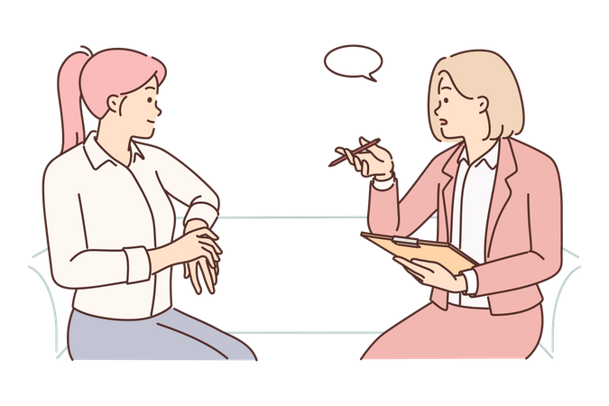 Female employees doing discussion  Illustration