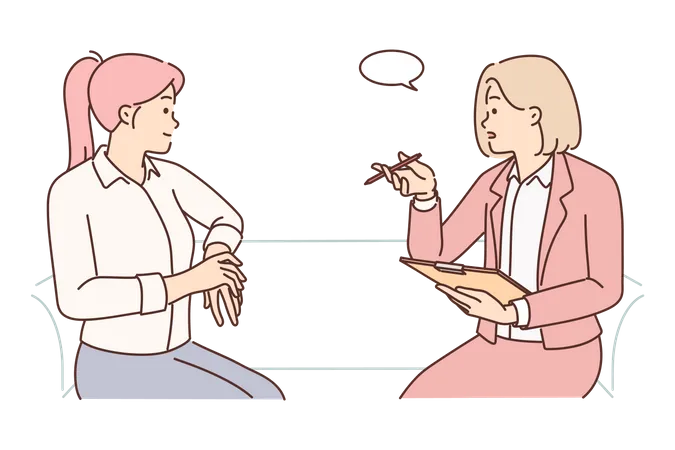 Female employees doing discussion  Illustration