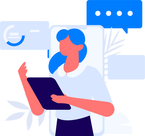 Female employees doing online meeting  Illustration