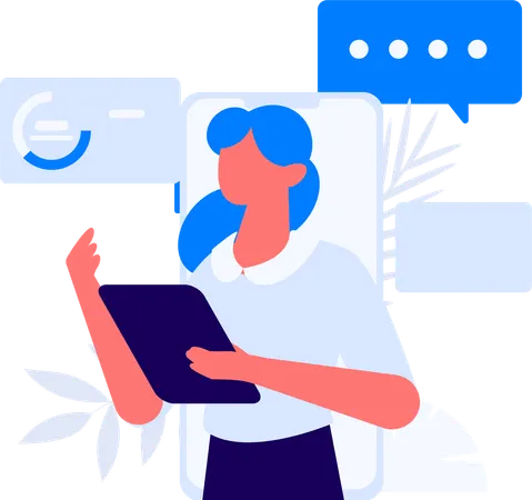 Female employees doing online meeting  Illustration