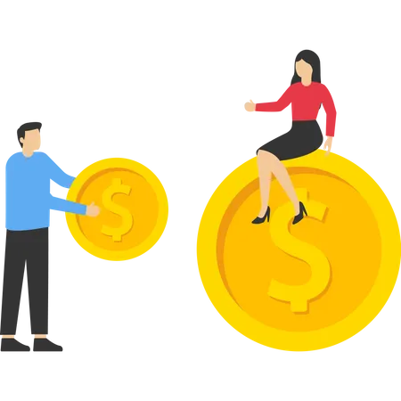Female Employees Earn More Than Male Employees Vector Illustration In Flat Style Illustration
