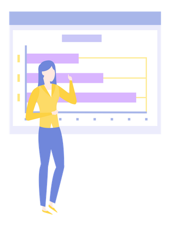 Female employees presenting data analysis Illustration