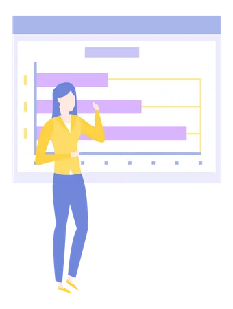 Female employees presenting data analysis Illustration