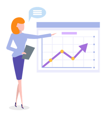 Female employees presenting data analysis chart Illustration