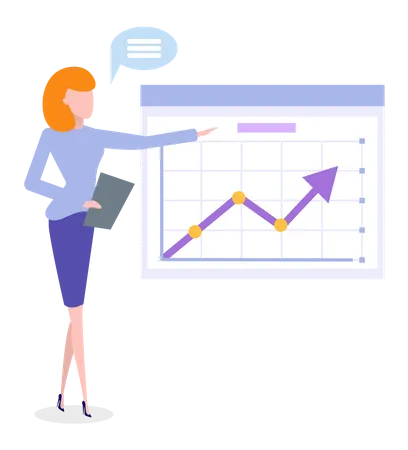 Female employees presenting data analysis chart  Illustration