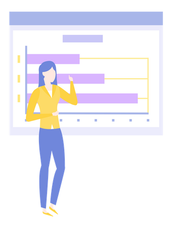 Female employees presenting data analysis  Illustration