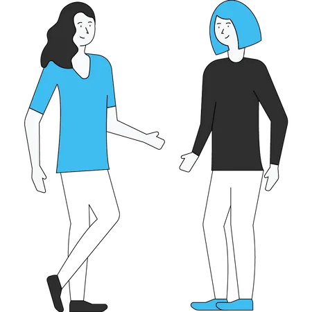 Female employees talking to each other Illustration