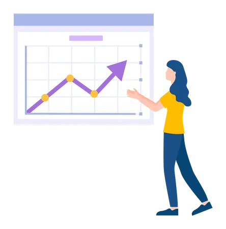 Female employees work with data analysis  Illustration