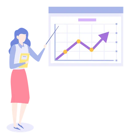 Female employees work with data analysis  Illustration