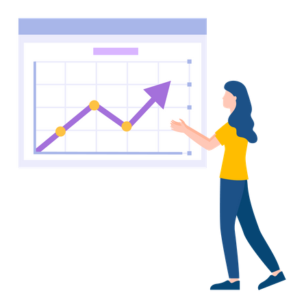 Female employees work with data analysis  Illustration