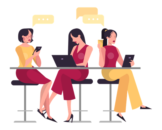 Female employees working in office  Illustration