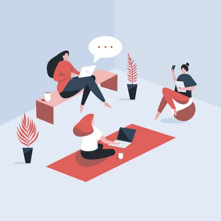 Female employees working together  Illustration