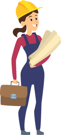 Female engineer going to work  Illustration