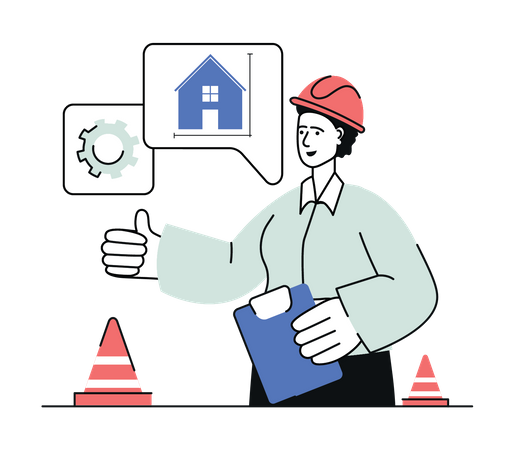 Female engineer showing thumbs up Illustration