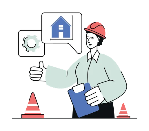 Female engineer showing thumbs up  Illustration