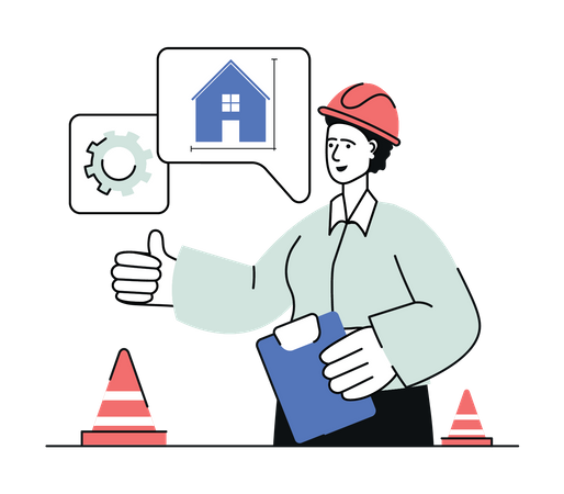 Female engineer showing thumbs up  Illustration