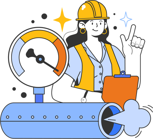 Female engineer working at construction site  Illustration