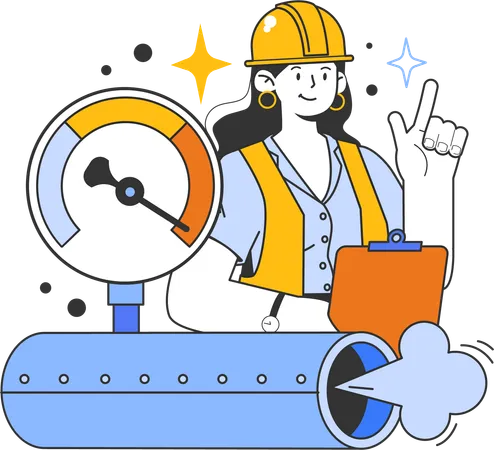 Female engineer working at construction site  Illustration